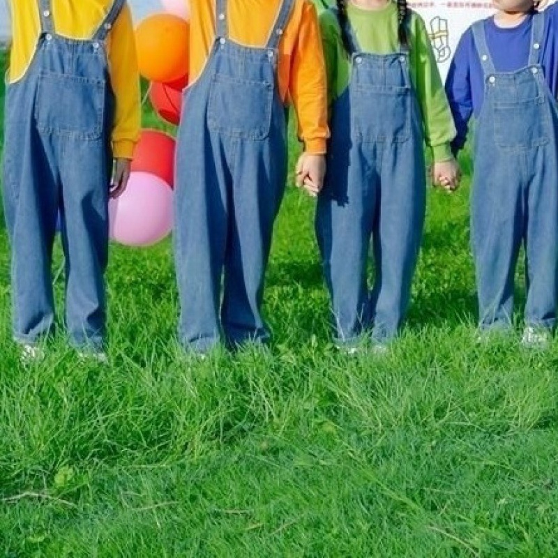 国庆节演出服儿童班服幼儿园毕业照彩色t恤糖果色卫衣背带裤套装