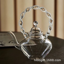 玻心璃语晴丝提梁烧水壶玻璃壶煮茶壶耐高温可加热日式简约花茶壶