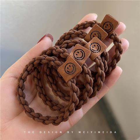 New Korean Style Headband Smiley Face Brown Rubber Band High Elastic Women's Hair Rope Headdress Ins Good-looking Hair Band