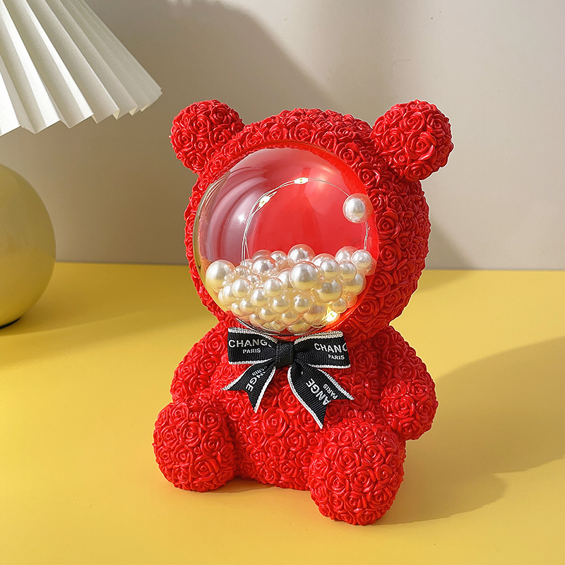 Wholesale Creative Cute Resin Craft Ornament Valentine's Day Gift Hani Rose Bear Star Light Decoration