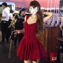 玫瑰人生辣妹纯欲风公主裙蝴蝶结千金感收腰显瘦生日礼服连衣裙