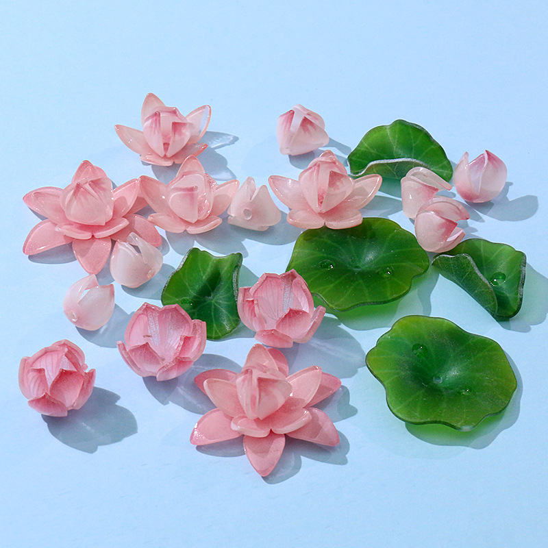 Lotus Lotus Leaf Heat Shrinkable Sheet Small Night Lamp Flower DIY Ornament Accessories Hairpin Hairware Handmade Material Wholesale