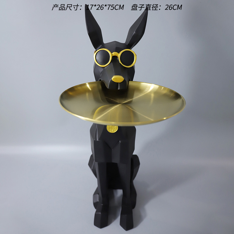 家居迎宾大型落地摆件戴眼镜杜宾犬开业乔迁新居装饰客厅落地摆件