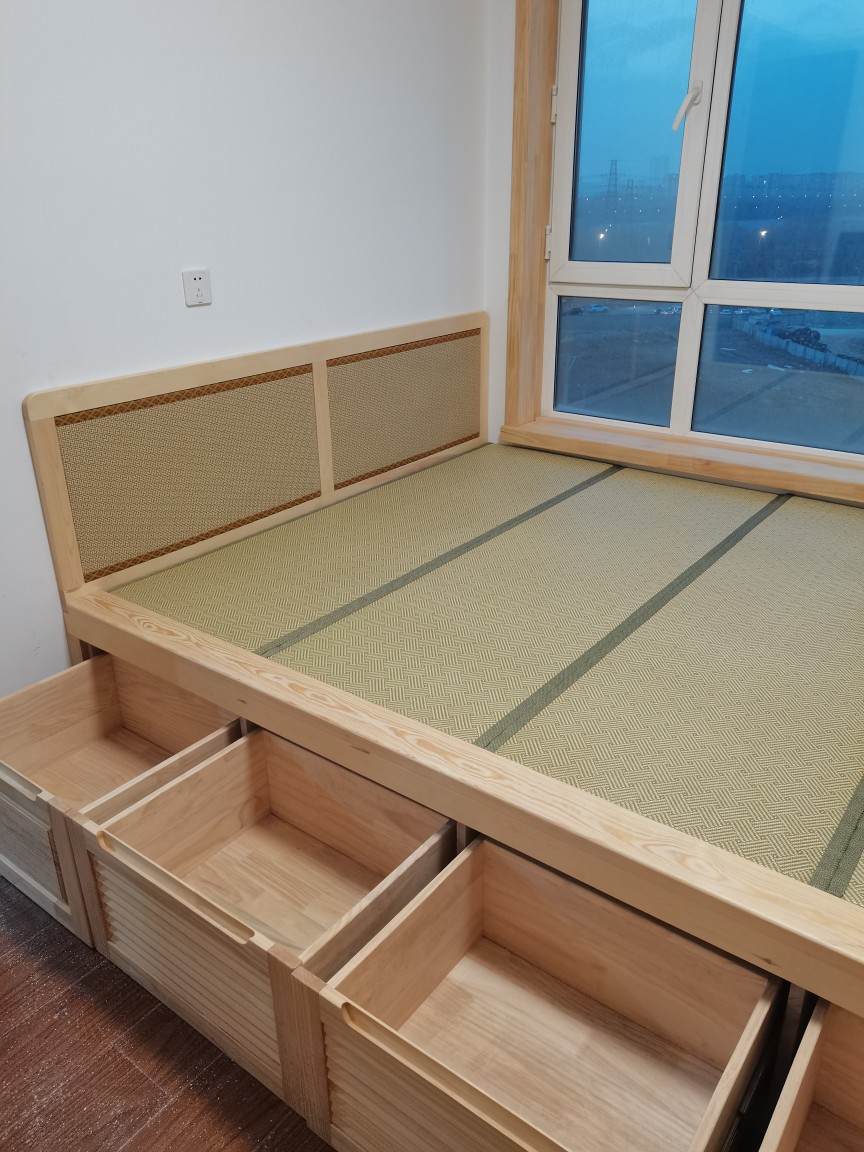 榻榻米书柜一体组合日式榻榻米床矮床书柜连体组合 整体制作