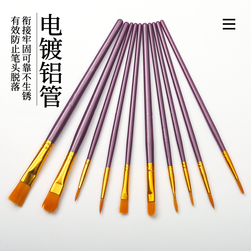 Amazon 10 Plastic Rod Brushes Suit Macaron Color Oil Painting Brush Gouache Watercolor Pen Art Beginner