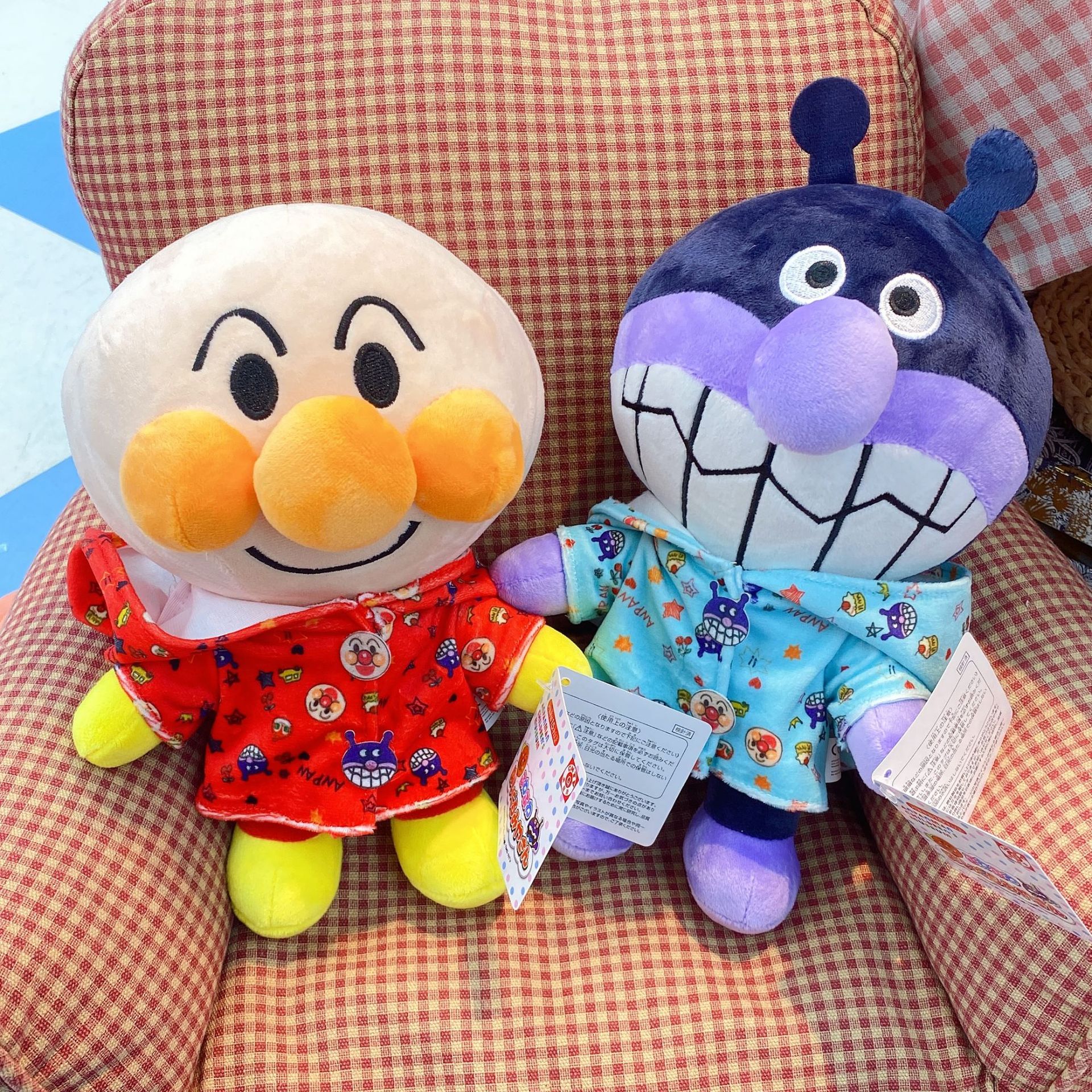 日本anpanman面包超人可爱披风细菌小子毛绒玩具公仔摆件8寸