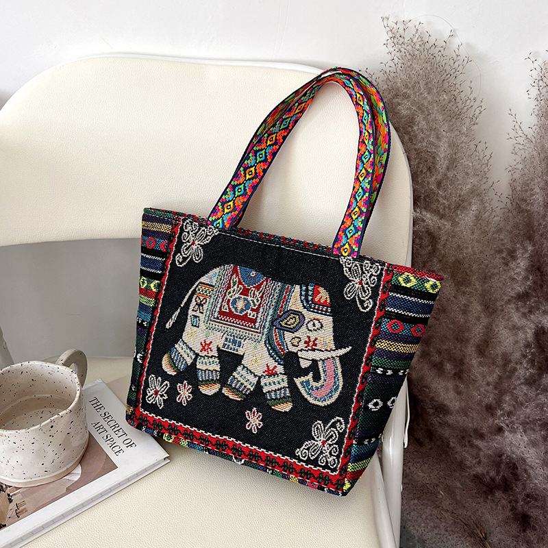 New Ethnic Style Embroidered Handbag Artistic Simple Retro Shoulder Bag Women's Large Capacity Canvas Handbag