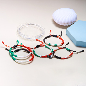 外贸跨境新款巴勒斯坦手链以色列编织手链彩色金刚结女士手链批发