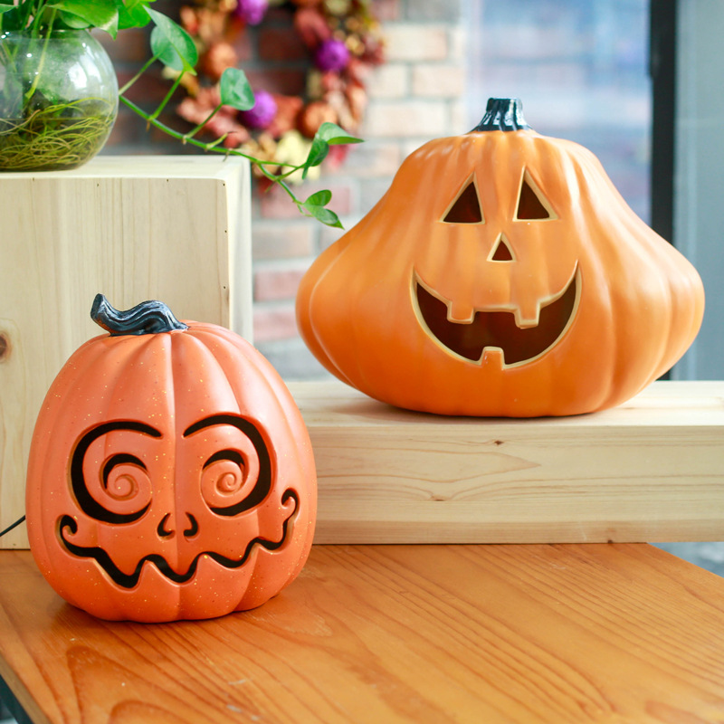 万圣节瓜灯摆件装饰用品发光堆头酒吧商场场景布置美陈道具