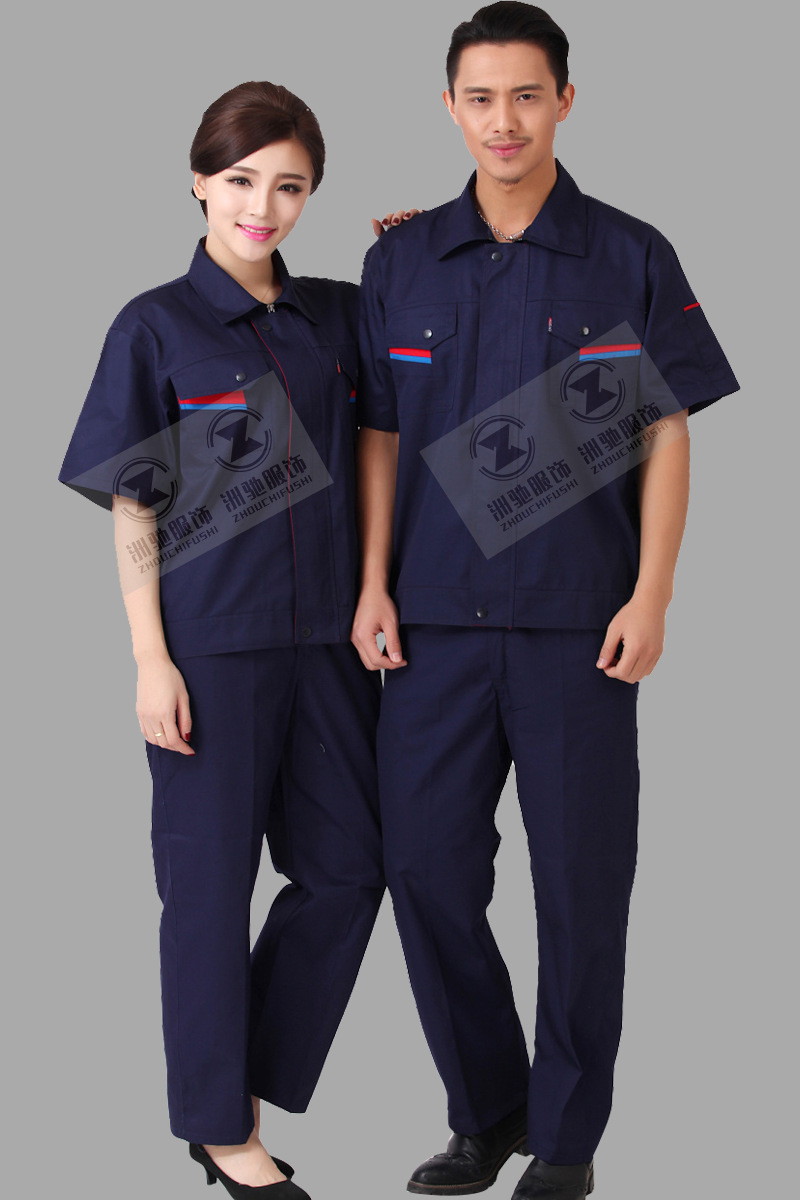 夏季短袖工作服套装男女厂服工衣汽车工程维修工装劳保服定 制