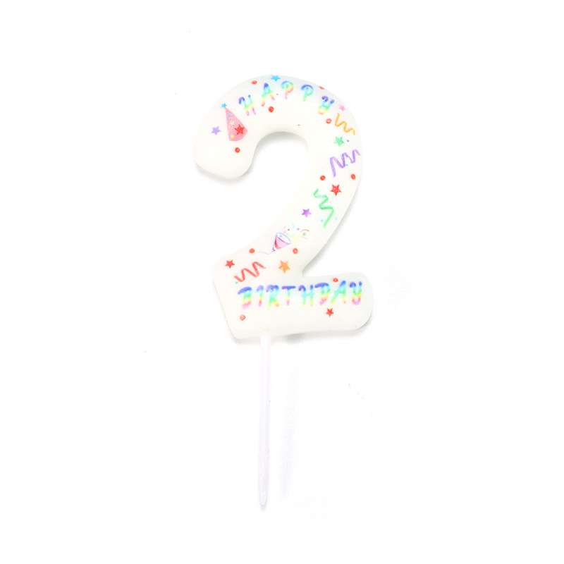 Creative Children's Digital Birthday Cake Candle with White Rainbow Atmosphere Creative Year-Old Decoration