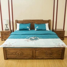 中式老榆木大床实木婚床双人床1.8米大床民宿酒店卧室大料木床
