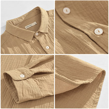 1908日系休闲双层棉纱长袖衬衫春季男士方领柔软衬衣一件代发
