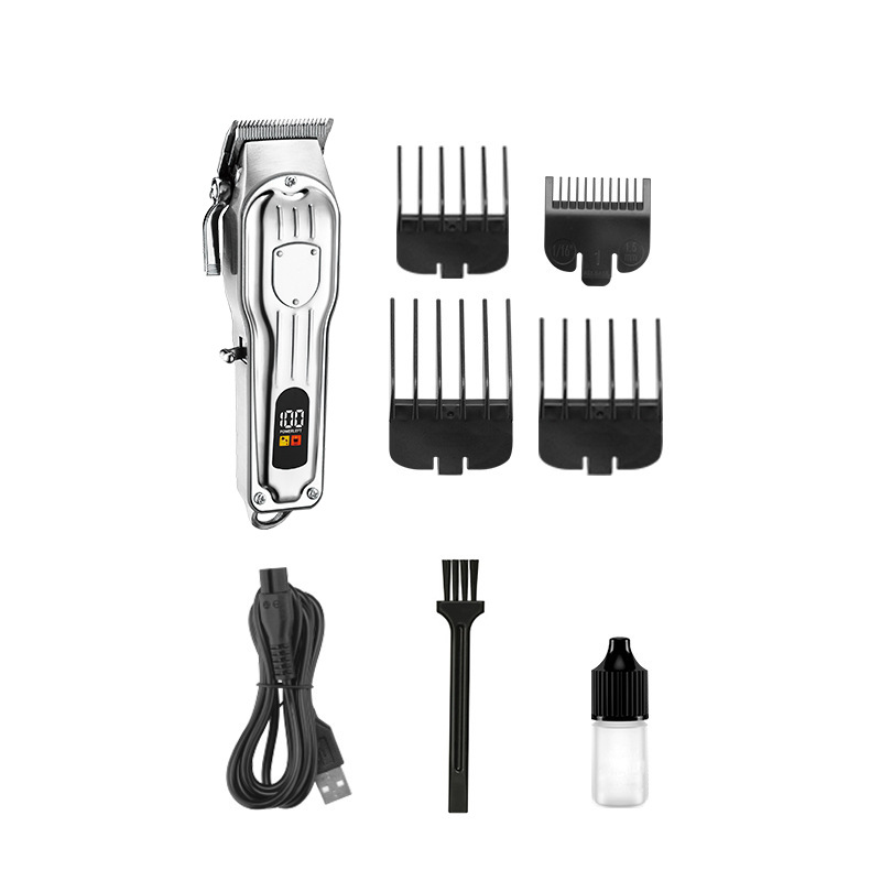 New Cross-Border Professional Hair Salon Oil Head Electric Clipper Stainless Steel Cutter Head Digital Display Electric Alloy Hair Clipper Clippers Spot