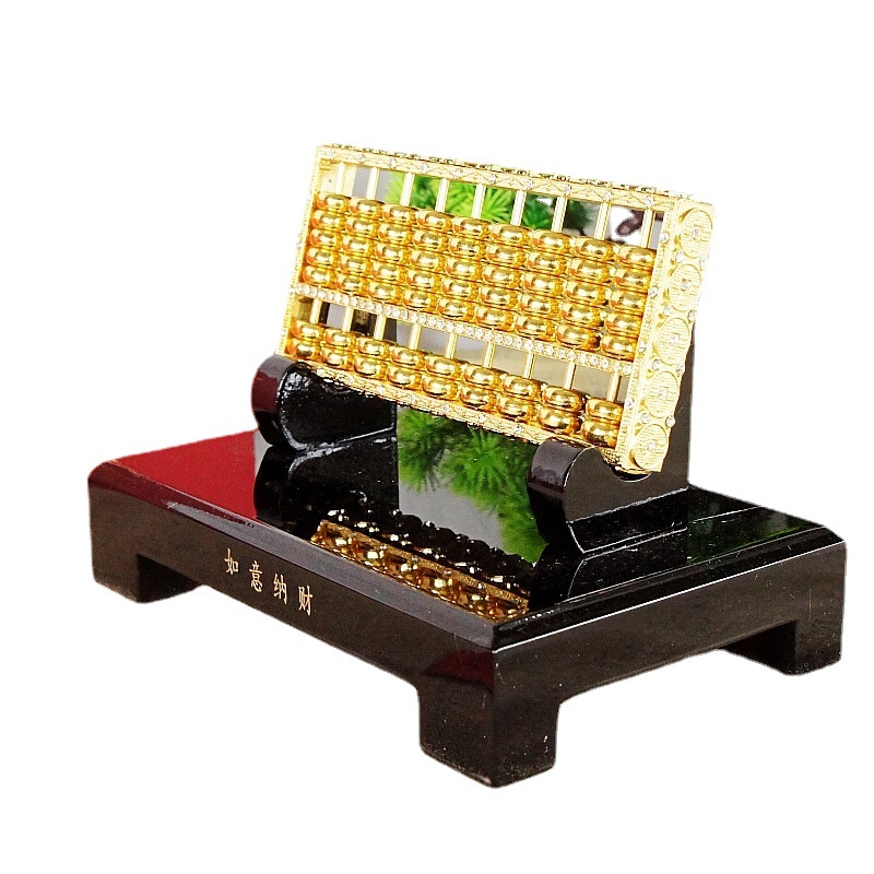 Gold Abacus with Shelf Metal Crafts Home Decoration Business People Gift Gold Fortune-Teller Money Drawing