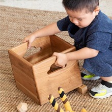 简约木质收纳箱多功能客厅玩具收纳可手提实木箱桌面便携式收纳