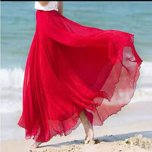 720度金丝雪纺8米大摆裙沙滩度假高腰显瘦夏季亮丝雪纺跳舞半身裙