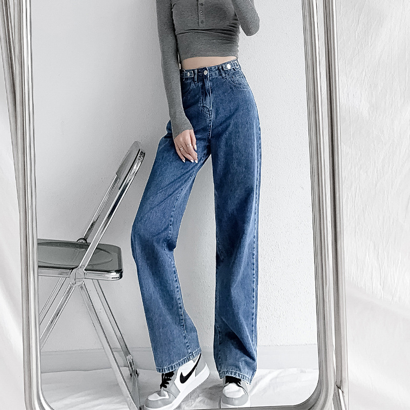 888 Straight Jeans for Women Spring and Autumn New Fashionable High Waist Slimming Loose Wide Leg Pants Temperament