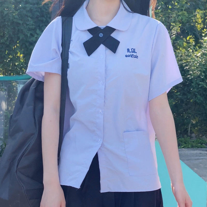 泰国校服娜诺泰式初恋禁忌女同款短袖衬衫短裙jk制服学生班服套装