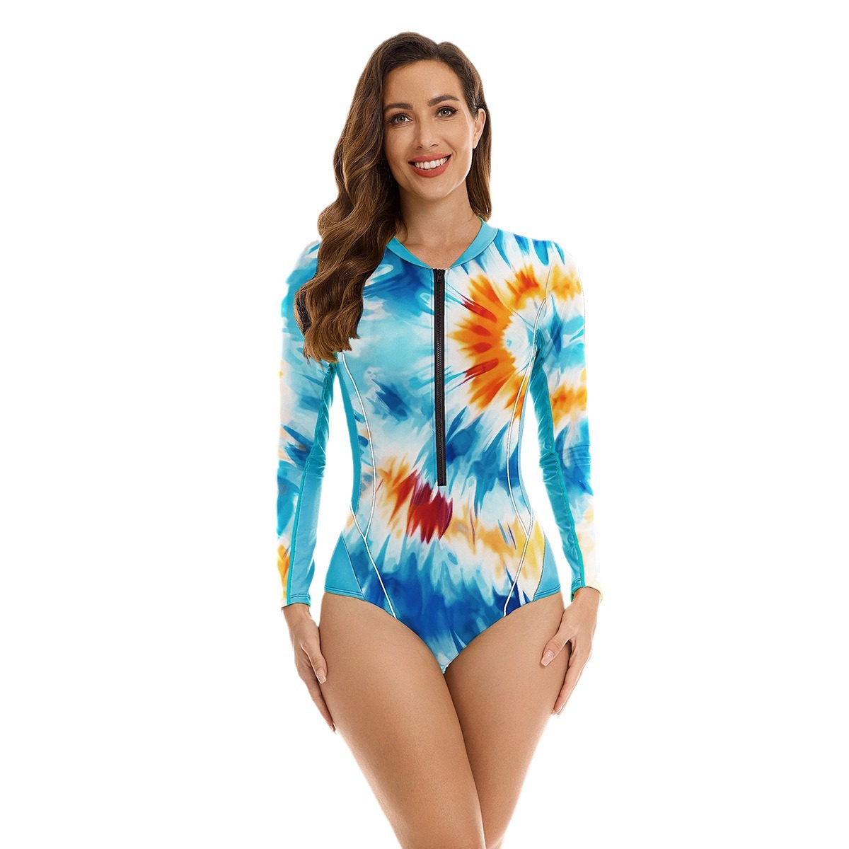 European and American Foreign Trade One-Piece Long-Sleeved Surfing Suit Sun-Proof Women's Swimsuit Diving Suit Sexy Swimsuit