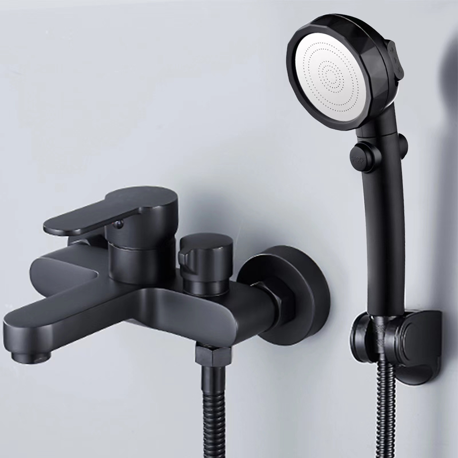 全铜淋浴水龙头冷热混水阀浴室三联混合阀浴缸热水器简易花洒套装