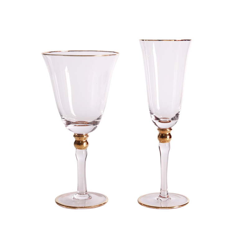 Creative Wine Glass Golden Edge Wine Glass Champagne Glass Model Room Wine Set Soft Furnishings Table Decoration Glass Cup