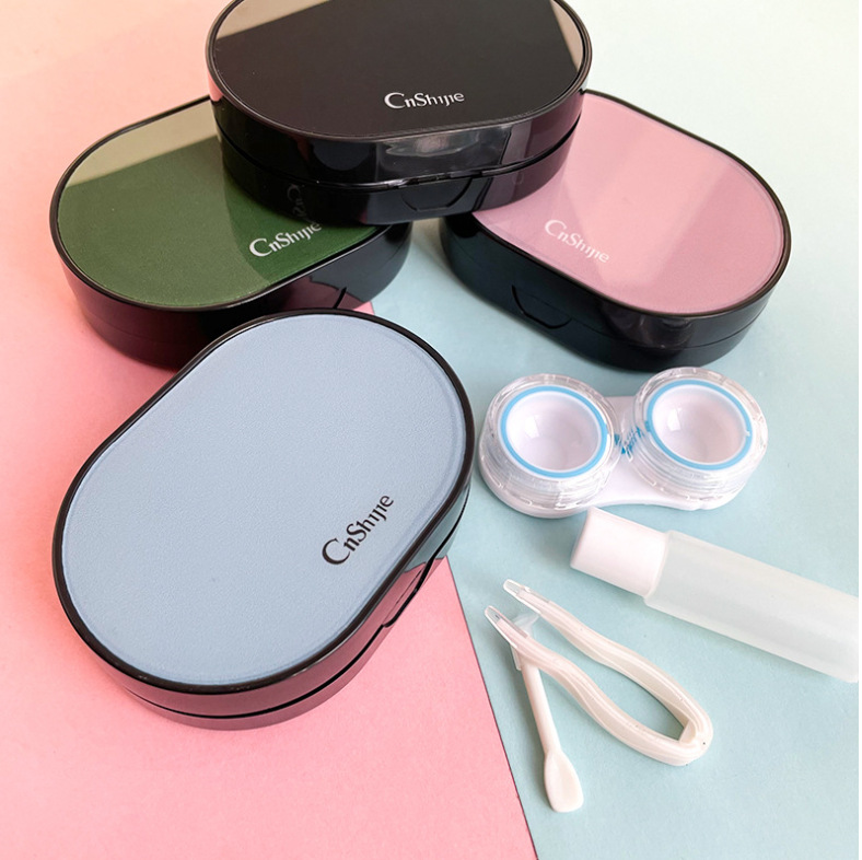 美瞳盒带镜子卡通近视护理盒双联盒隐形眼镜盒批发伴侣收纳盒2801