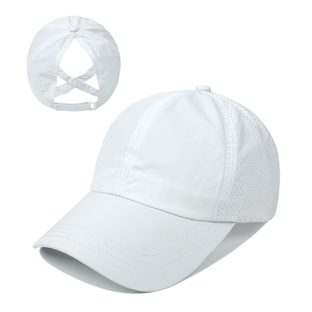 Foreign Trade Spring and Summer Solid Color Baseball Cap Women's Sports Casual Cross Ponytail Cap Mesh Quick-Drying Peaked Cap Sun Hat