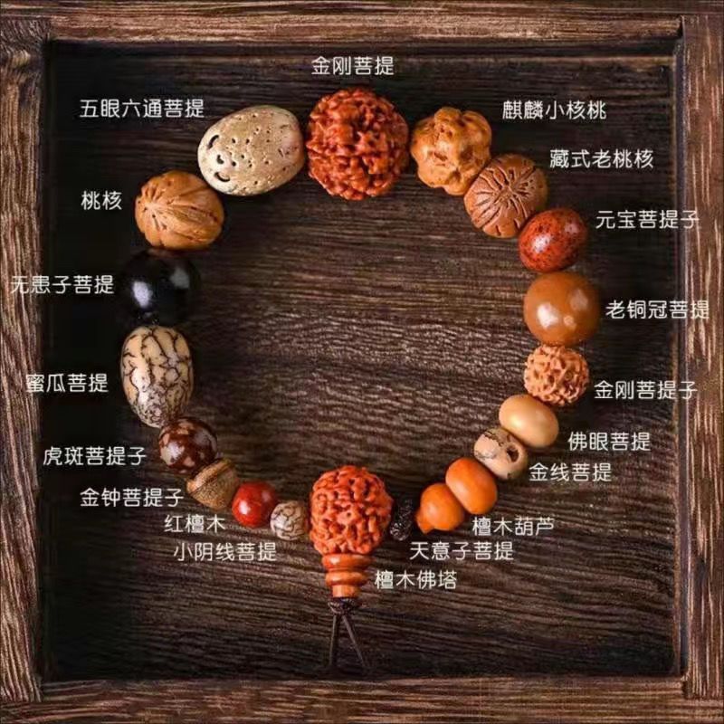 天然十八子菩提子佛珠手串金刚星月银线凤眼菩提文玩手链男女士款