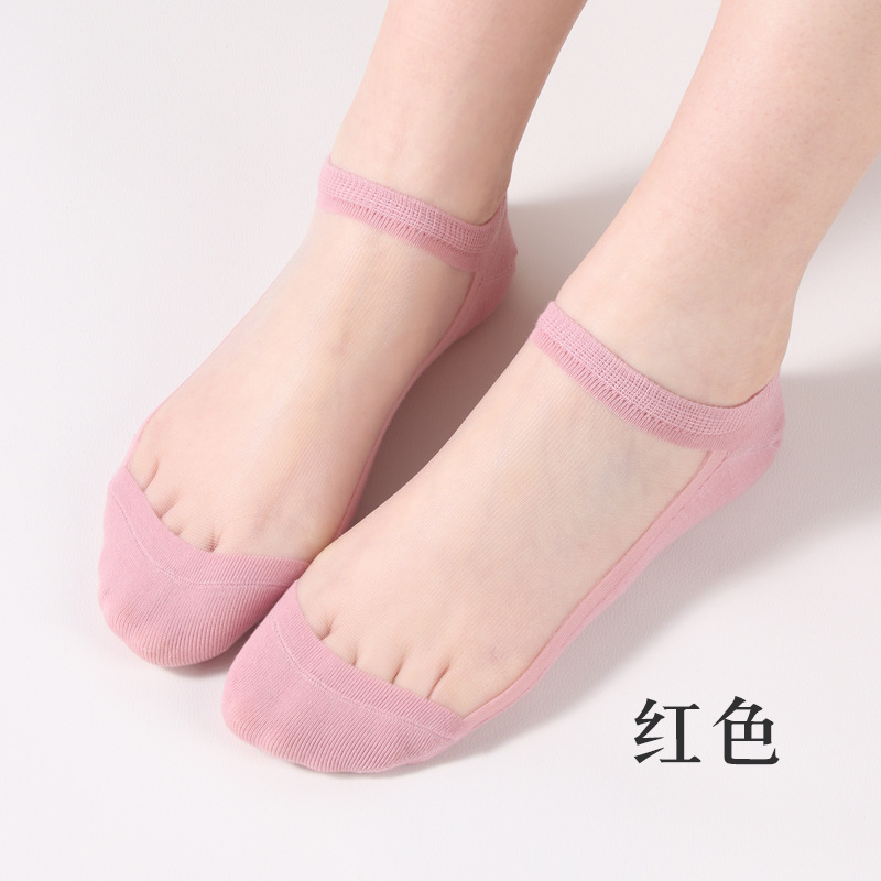 Socks for Women Spring and Summer Cool Transparent Adult Boat Socks Cute Princess Candy Color Crystal Glass Stockings for Women Wholesale