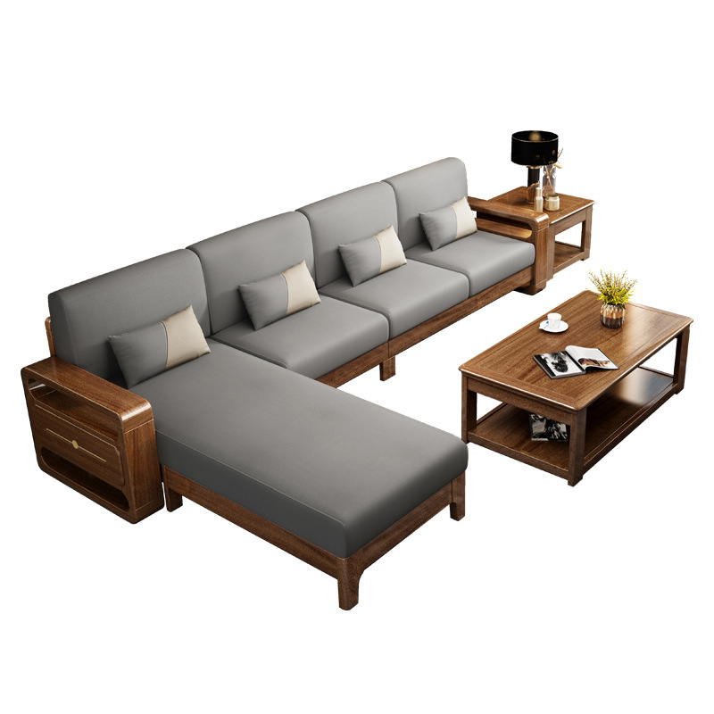 涵木轩客厅胡桃木实木沙发多功能高箱冬夏两用组合客厅实木沙发