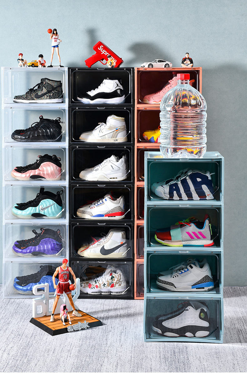 亚克力球鞋透明鞋盒 塑料收纳篮球鞋柜 球鞋收藏盒展示柜装鞋神器