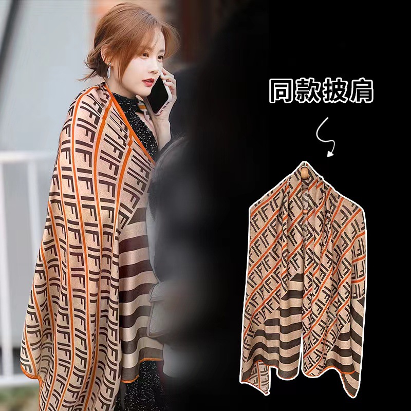 2023 Popular Korean Dongdaemun Cotton and Linen Scarf Women's Autumn and Winter New All-Matching Warm Fashion H Letter Scarf