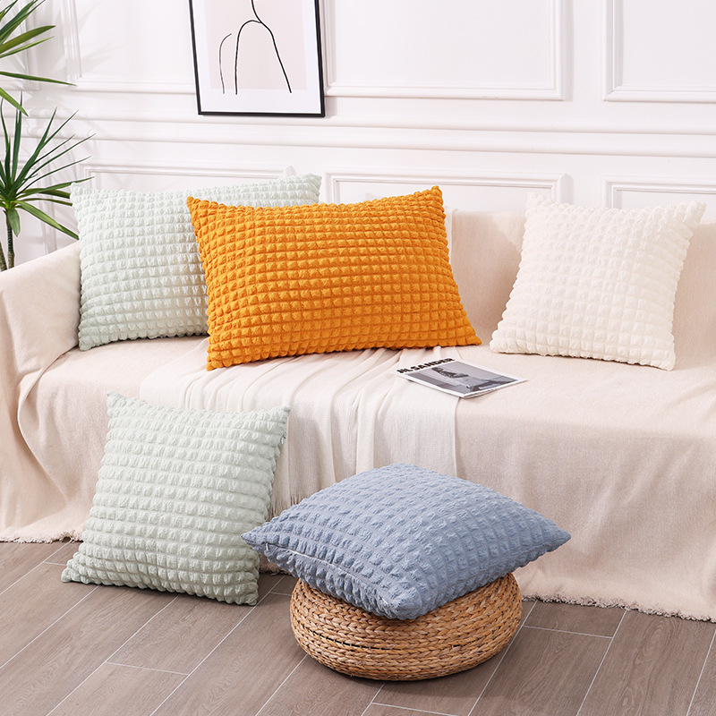 Solid Color Elastic Cream Ins Style Small Puff Pillow Cushion Bed Pillow Decorative Living Room Sofa Pillow Cases