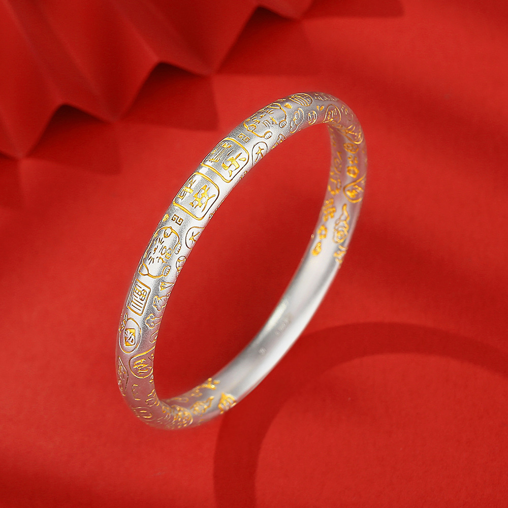 9闭口空心描金平安喜乐招财猫手镯国朝民族风送女友礼物-阿里巴巴