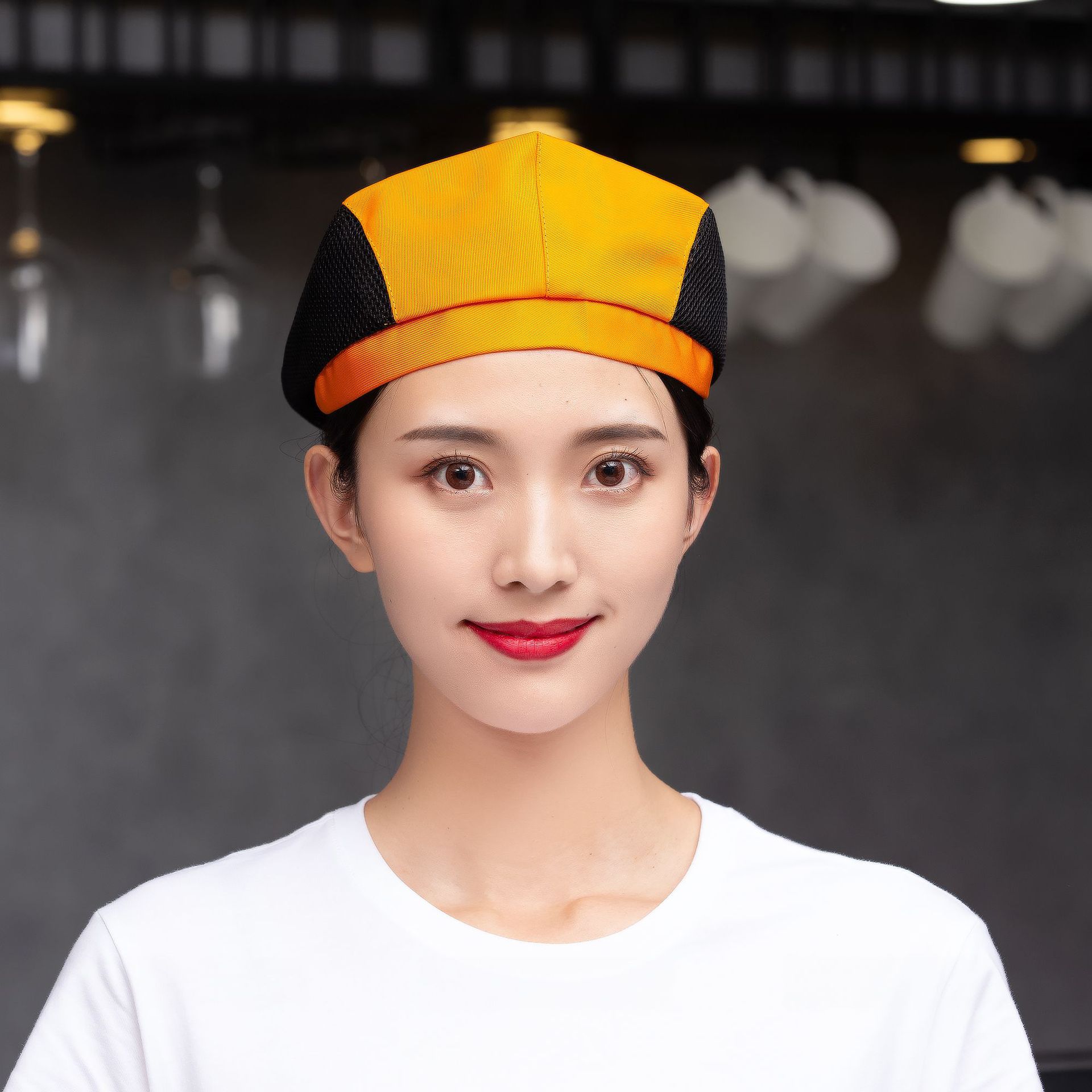 贝雷帽子服务员男女印图印字刺绣logo透气帆布牛仔纯棉奶茶店餐厅