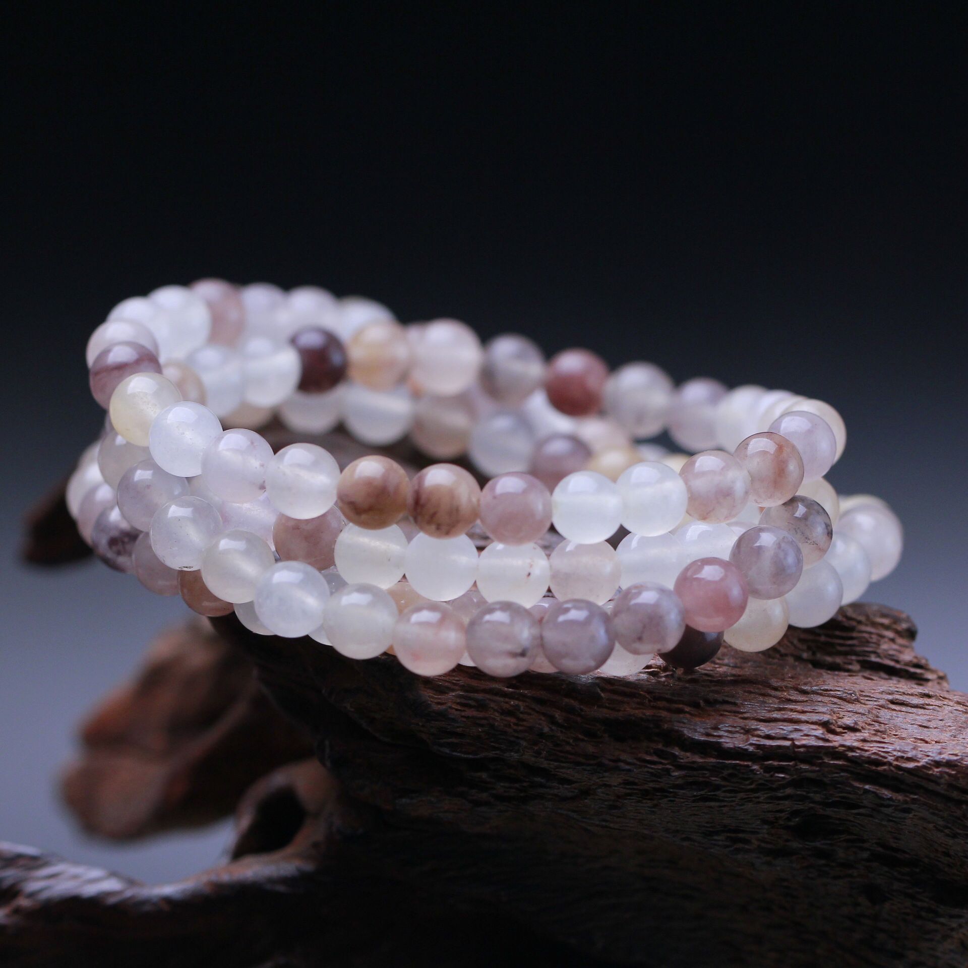 批发 新疆金丝玉6mm多圈手链 金丝玉紫罗兰色玉石男女款手串 礼品