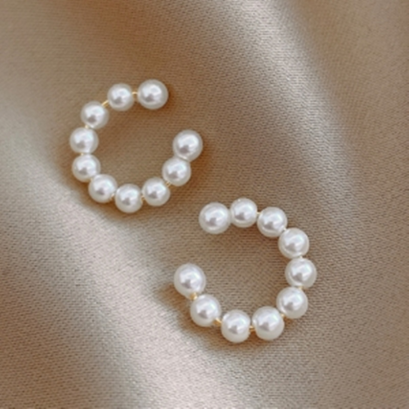 Korean Dongdaemun Sweet C- Shaped Pearl Earrings Temperamental Minority Ear Ring Fairy Style Ins Style Ear Clip Ear Clip