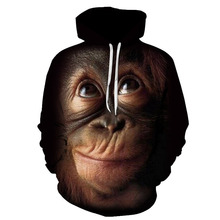 跨境爆款EBAY新品 搞笑趣味大脸猴 时尚热门男女带帽口袋卫衣代发