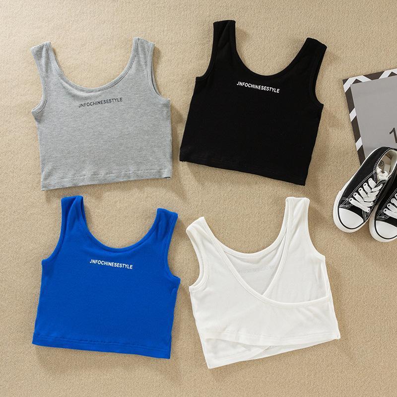 女童夏季背心内搭露脐上衣儿童后背交叉短款紧身打底衫外穿夏装潮