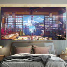 日式温馨小屋背景布ins挂布床头背景墙卧室挂毯房间h画布墙壁遮挡