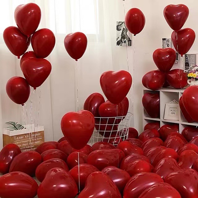 Wedding Balloons Decoration Wedding Room Romantic Double-Layer Ruby Red Wedding Ceremony Layout Balloon Wedding Ceremony and Wedding Room Balloon Set