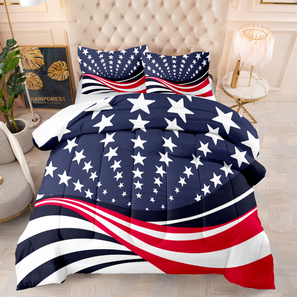 3d数码印花加厚羽丝棉空调被外贸国旗绗缝被子跨境亚马逊ebay