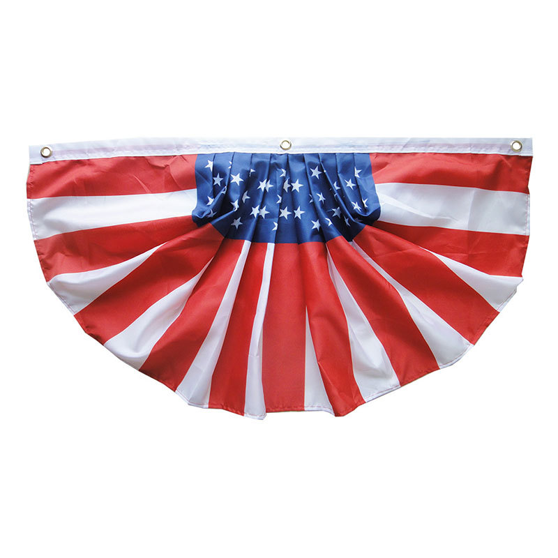 Cross-Border American Flag Independence Day Fan Flag Polyester 45 * 90cm Courtyard Fence Decoration National Day Flag Customization