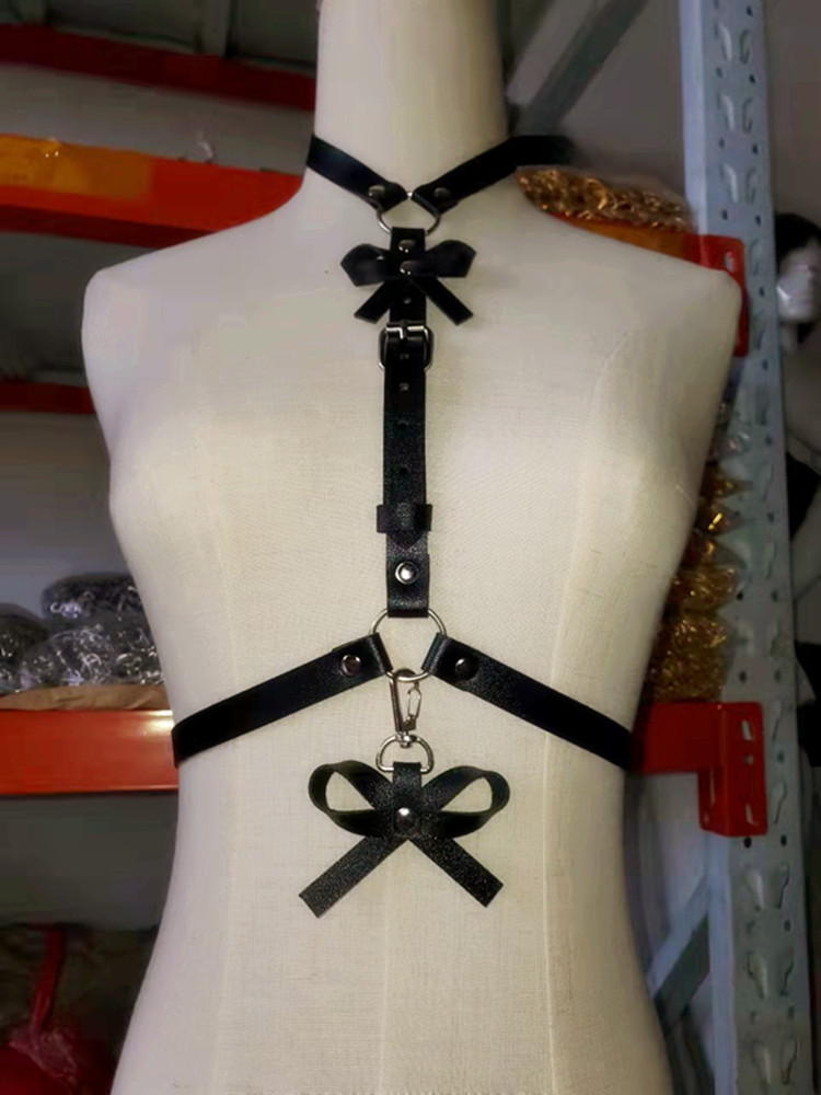 新款 皮带蝴蝶结脖带胸可拆卸胸带 女生时尚皮革配饰品腰带