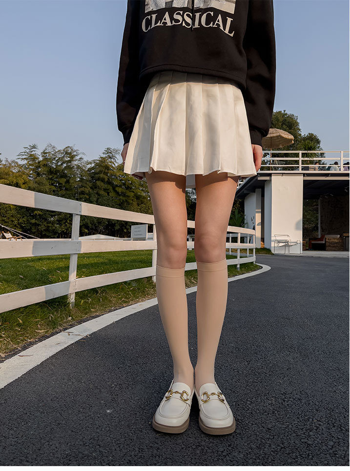 春秋肤色jk袜女120d中厚肉色丝袜天鹅绒小腿袜过膝长筒袜中筒袜半