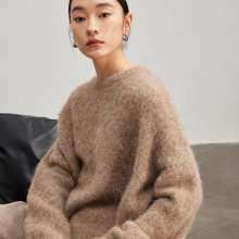 精致不渝 G品质小众羊驼毛圆领羊毛毛衣女2025秋冬慵懒宽松针织衫