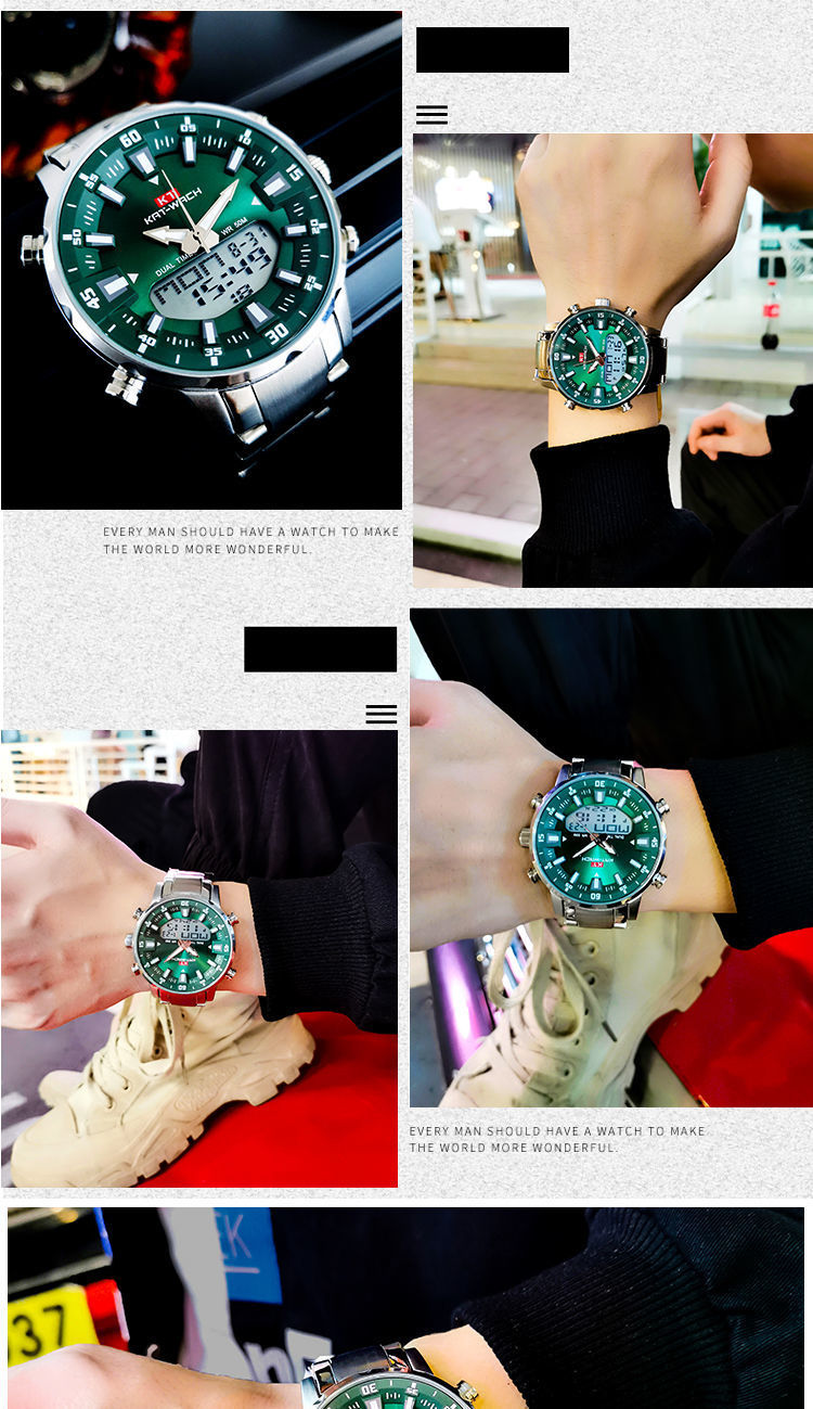 运动电子手表男学生韩版防水夜光智能黑科技多功能大表盘男士手表