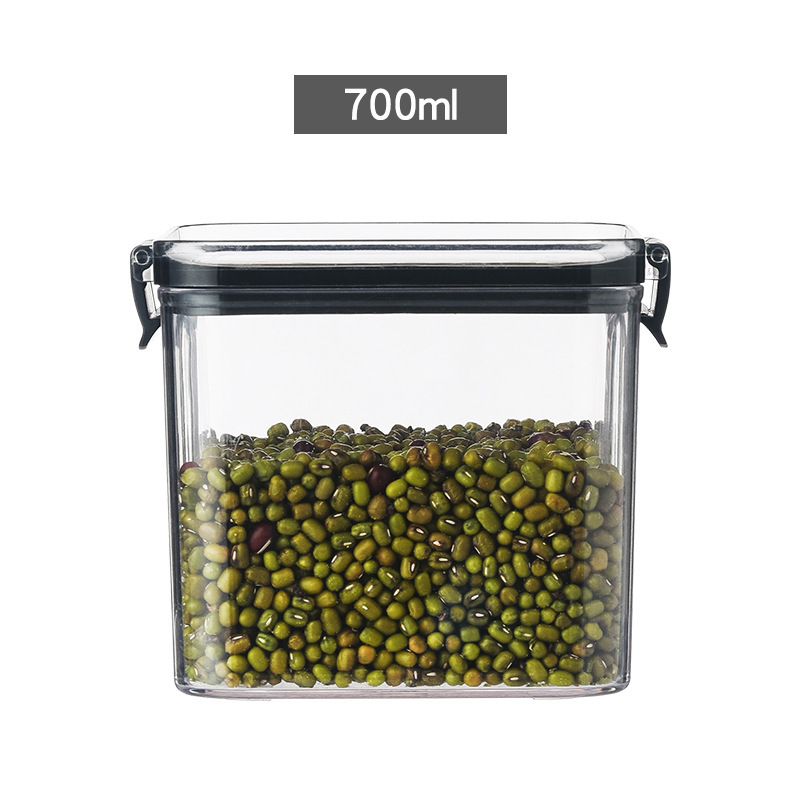 Square Transparent Sealed Jar Crisper Kitchen Cereals Storage Jar Snack Dried Fruit Storage Tank Factory Direct Sales