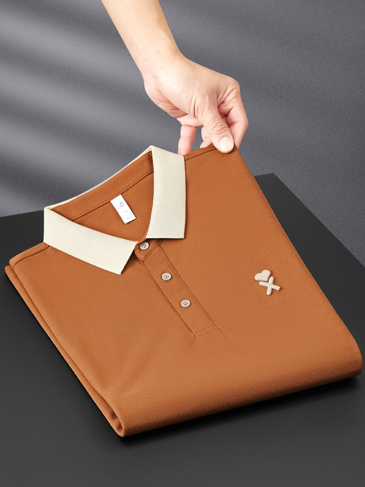 High-Quality Summer Thin Color Block Embroidery Short-Sleeved Polo Shirt Men's Slim-Fit Trendy High-End Casual Polo Collar T-shirt Men
